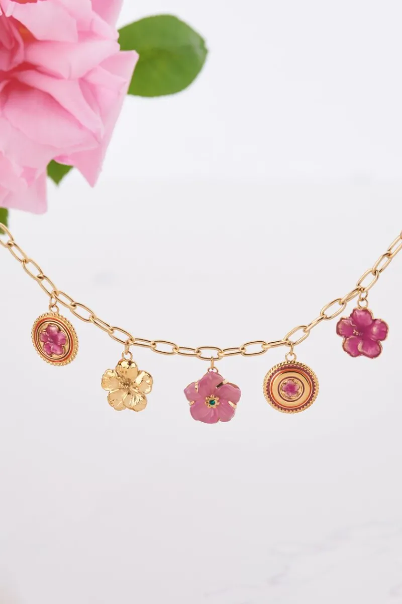 My Jewellery Island Collier Avec 5 Charms Fleurs Discount