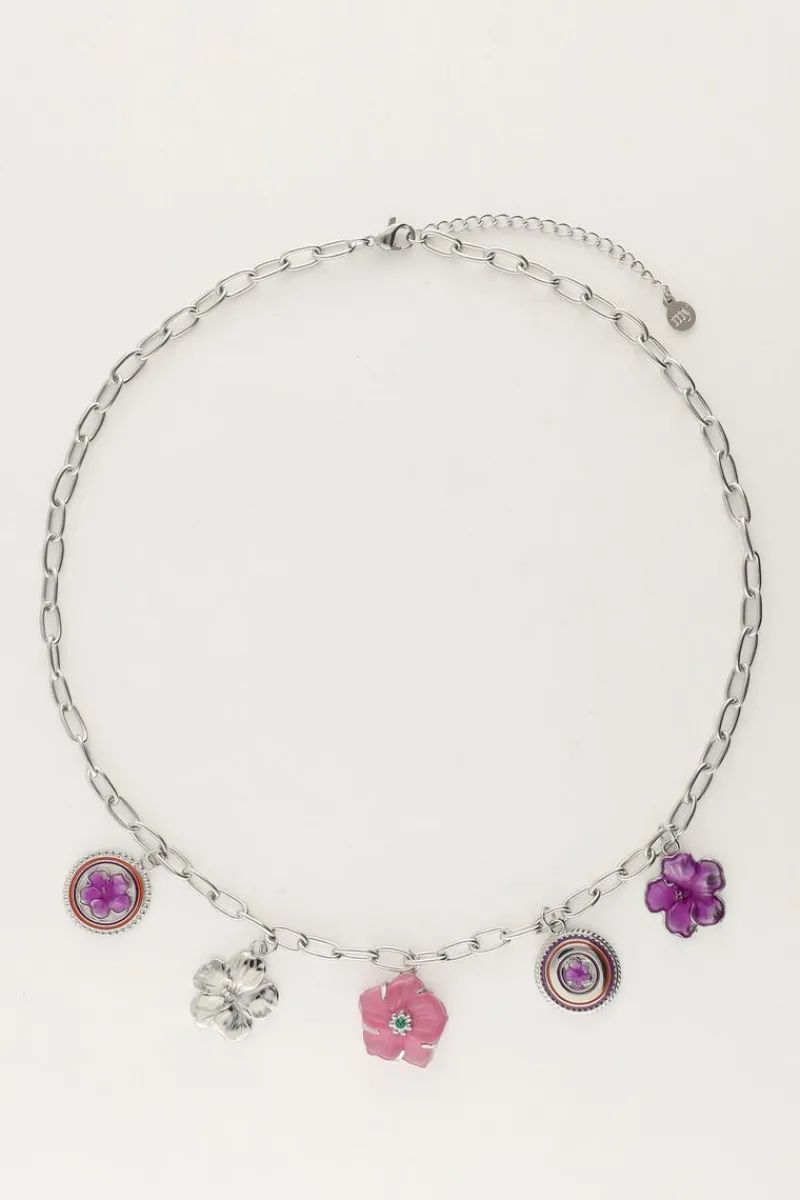 My Jewellery Island Collier Avec 5 Charms Fleurs Discount