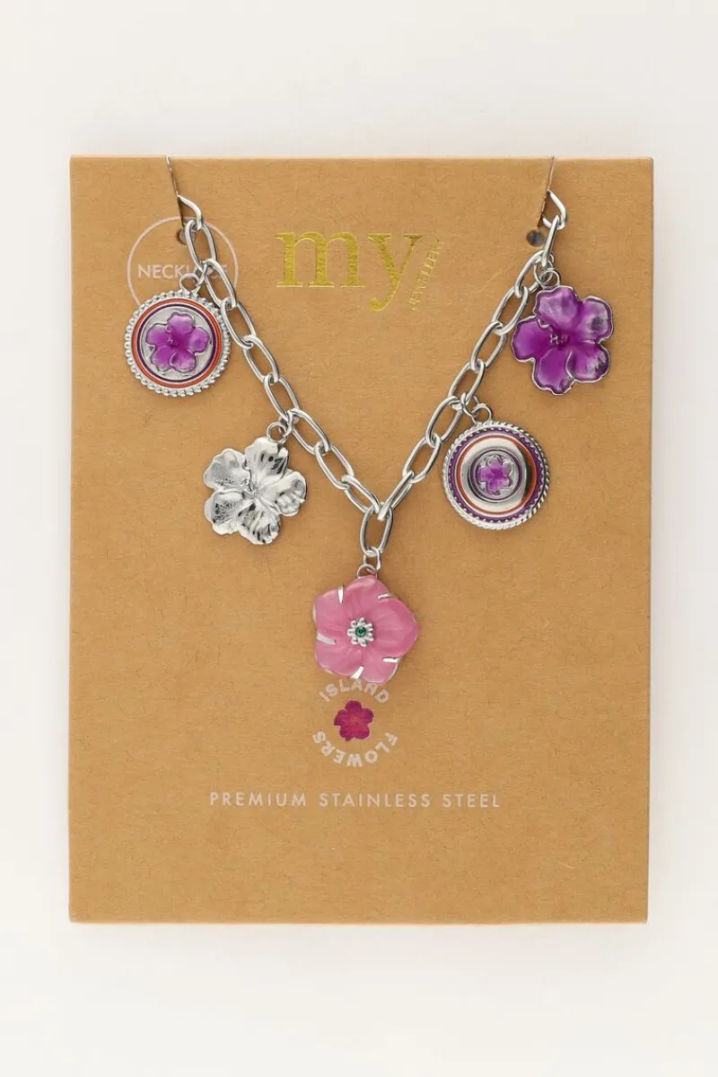 My Jewellery Island Collier Avec 5 Charms Fleurs Discount