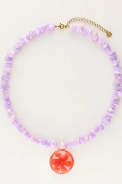 My Jewellery Island Collier De Perles Lilas Avec Fleur Online