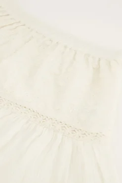 My Jewellery Jupe Blanche Effet Froissé Avec Broderie New