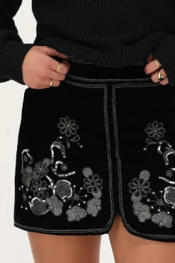 My Jewellery Jupe En Velours Noir Avec Broderie Argentée Online