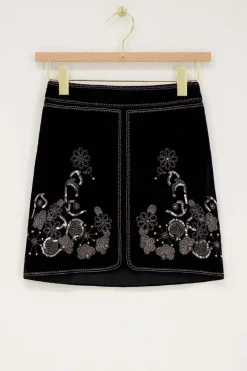 My Jewellery Jupe En Velours Noir Avec Broderie Argentée Online