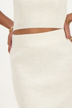 My Jewellery Jupe Midi Structurée Avec Fente Beige Discount