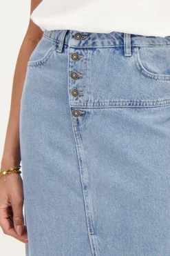 My Jewellery Jupe Midi En Denim Bleu Avec Boutons Sale