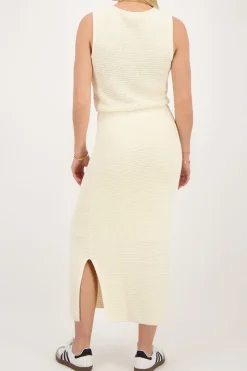 My Jewellery Jupe Midi En Maille Beige Avec Fente Outlet