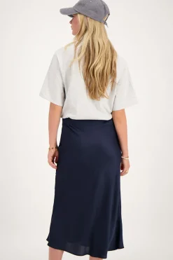 My Jewellery Jupe Midi En Satin Bleu foncé Clearance
