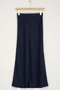 My Jewellery Jupe Midi En Satin Bleu foncé Clearance