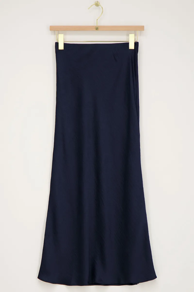 My Jewellery Jupe Midi En Satin Bleu foncé Clearance