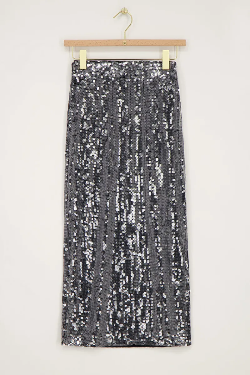 My Jewellery Jupe Midi Noire Avec Paillettes Hot