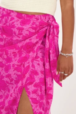 My Jewellery Jupe Midi Rose à Superposition Et Imprimé Floral Rose/Rose clair Fashion