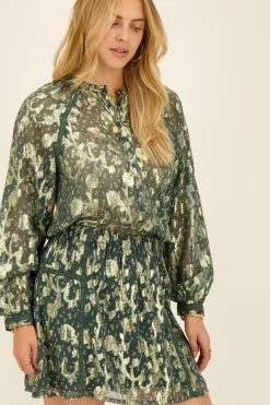 My Jewellery Jupe e à Imprimé Jacquard Doré Vert Discount
