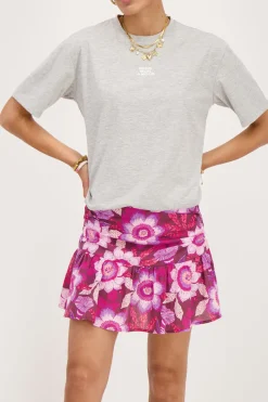 My Jewellery Jupe-short Marron Avec Plis Et Imprimé Floral Rose Online