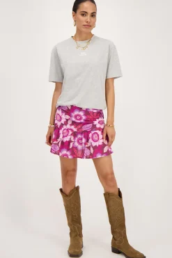 My Jewellery Jupe-short Marron Avec Plis Et Imprimé Floral Rose Online