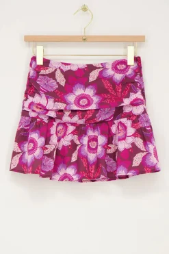 My Jewellery Jupe-short Marron Avec Plis Et Imprimé Floral Rose Online