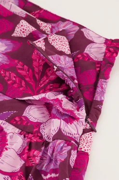 My Jewellery Jupe-short Marron Avec Plis Et Imprimé Floral Rose Online