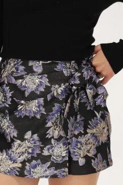 My Jewellery Jupe-short Noire Avec Jacquard Violet Fashion