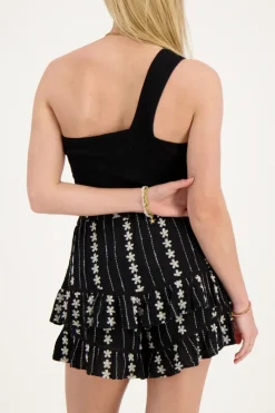 My Jewellery Jupe-short Noire Et Blanche Avec Broderie Best