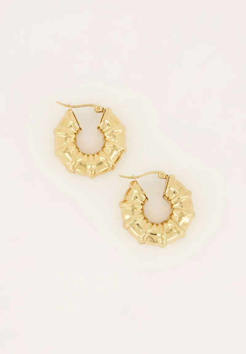 My Jewellery Larges Boucles D’oreilles Tendance Avec Arêtes Côtelées Best