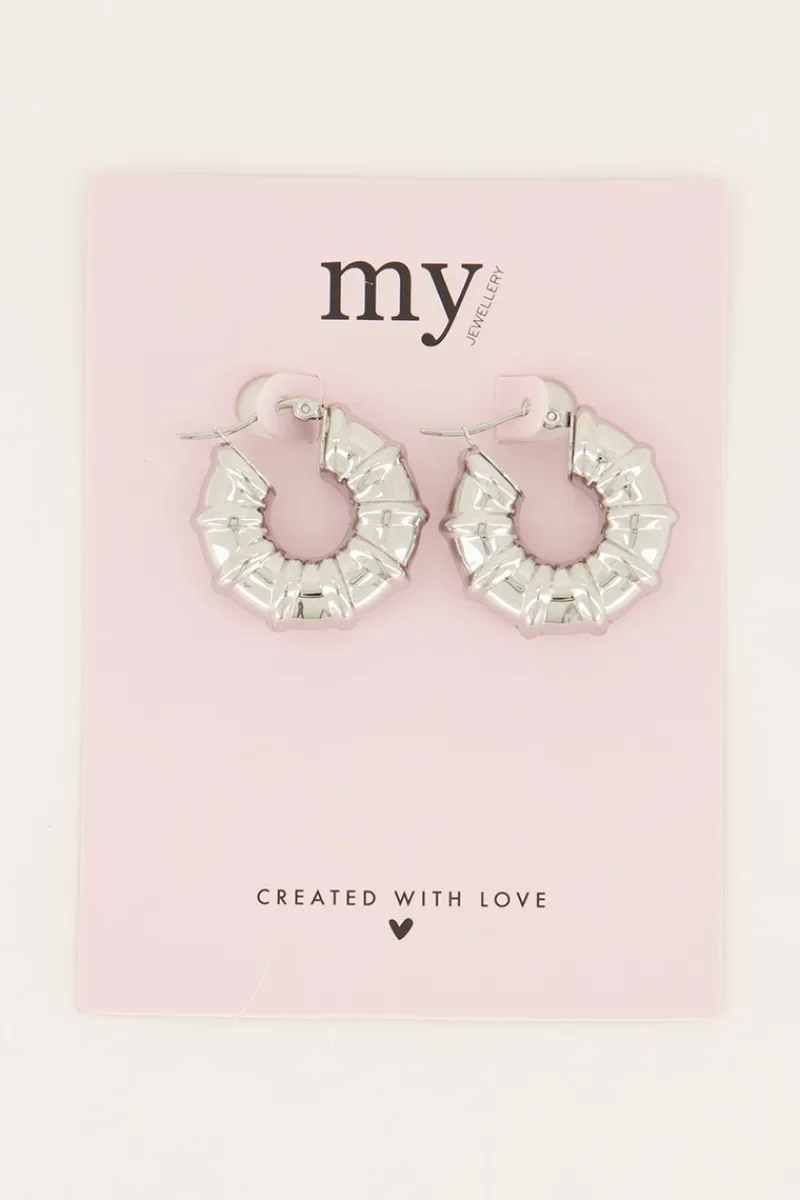 My Jewellery Larges Boucles D’oreilles Tendance Avec Arêtes Côtelées Best