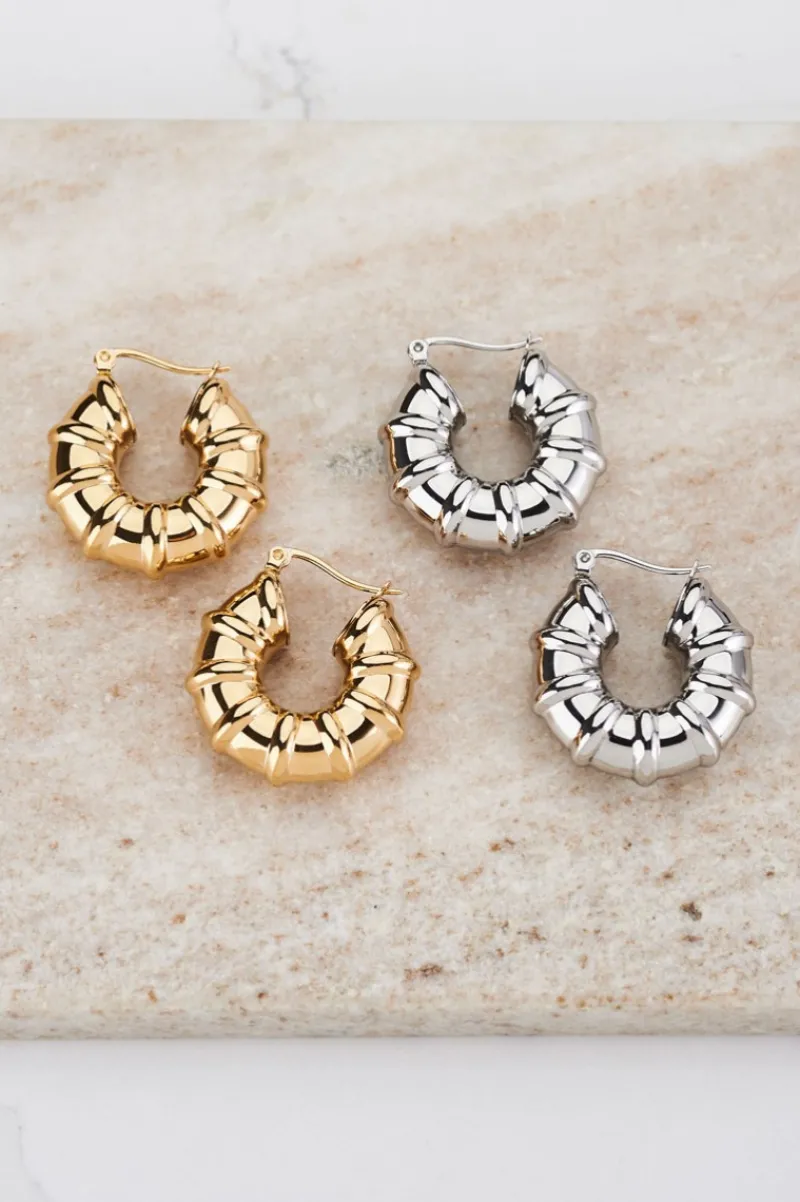 My Jewellery Larges Boucles D’oreilles Tendance Avec Arêtes Côtelées Best