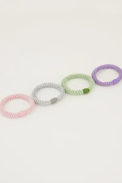 My Jewellery Lot De 4 élastiques Mauves Pour Cheveux Fashion