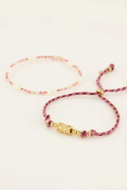 My Jewellery Lot De Bracelets Roses Souvenir Avec Perles Outlet