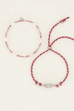 My Jewellery Lot De Bracelets Roses Souvenir Avec Perles Outlet