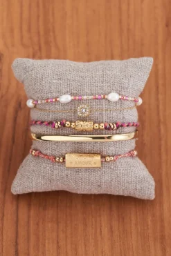 My Jewellery Lot De Bracelets Roses Souvenir Avec Perles Outlet