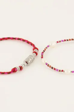 My Jewellery Lot De Bracelets Souvenir Rouges Avec Perles Sale