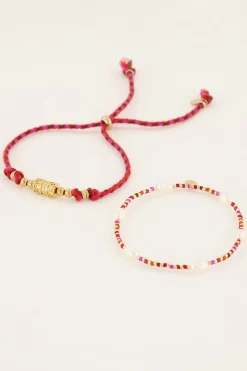 My Jewellery Lot De Bracelets Souvenir Rouges Avec Perles Sale