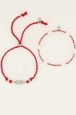 My Jewellery Lot De Bracelets Souvenir Rouges Avec Perles Sale