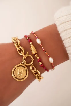 My Jewellery Lot De Bracelets Souvenir Rouges Avec Perles Sale