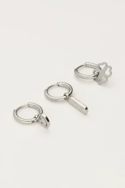 My Jewellery Lot De Trois Boucles D'oreilles Avec Trèfle Et Smiley Clearance