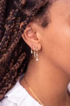 My Jewellery Lot De Trois Boucles D'oreilles Avec Charms Et Pierres Argentées Discount