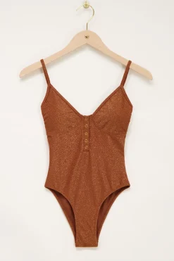 My Jewellery Maillot De Bain Marron En Lurex Fashion