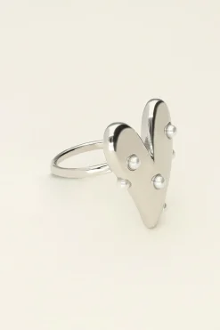My Jewellery Maxi Bague Ajustable Coeur à Perles New
