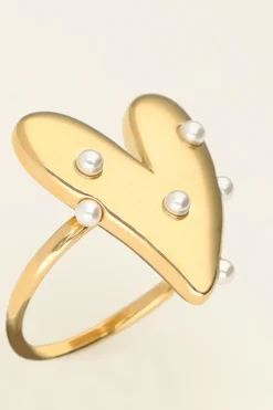 My Jewellery Maxi Bague Ajustable Coeur à Perles New