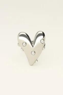 My Jewellery Maxi Bague Ajustable Coeur à Perles New