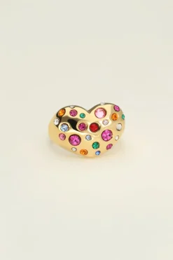 My Jewellery Maxi Bague Avec Cœur Et Pierres De Couleur Universe Clearance