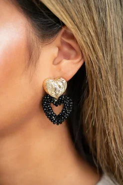 My Jewellery Maxi Boucles D’oreilles Coeur à Pierres Roses Clearance