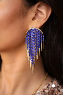 My Jewellery Maxi Boucles D'oreilles Strass Bleus Universe New