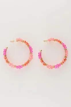 My Jewellery Maxi Créoles Avec Des Fleurs Roses Hot
