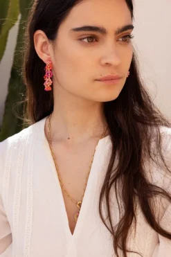 My Jewellery Maxi Créoles Avec Des Fleurs Roses Hot