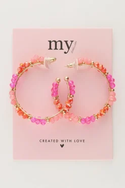 My Jewellery Maxi Créoles Avec Des Fleurs Roses Hot