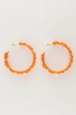 My Jewellery Maxi Créoles Avec Fleurs Orange Outlet