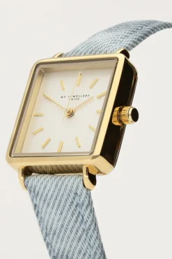 My Jewellery Montre Carrée à Bracelet En Denim Clearance