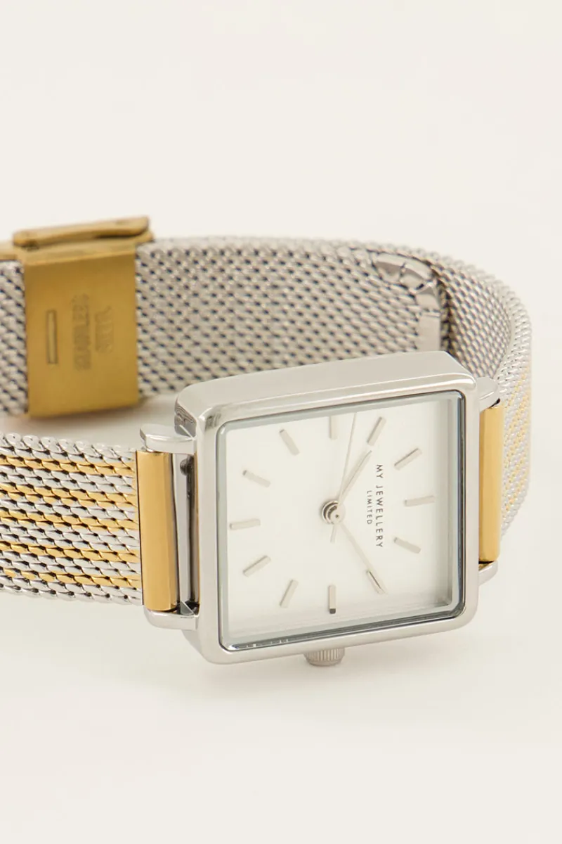 My Jewellery Montre Carrée Avec Bracelet à Maillons Dorés Et Argentés Online