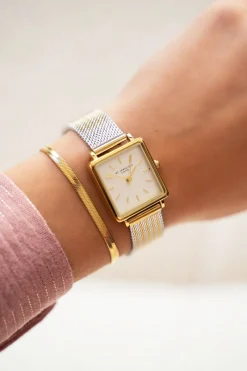 My Jewellery Montre Carrée Avec Bracelet à Maillons Dorés Et Argentés Online