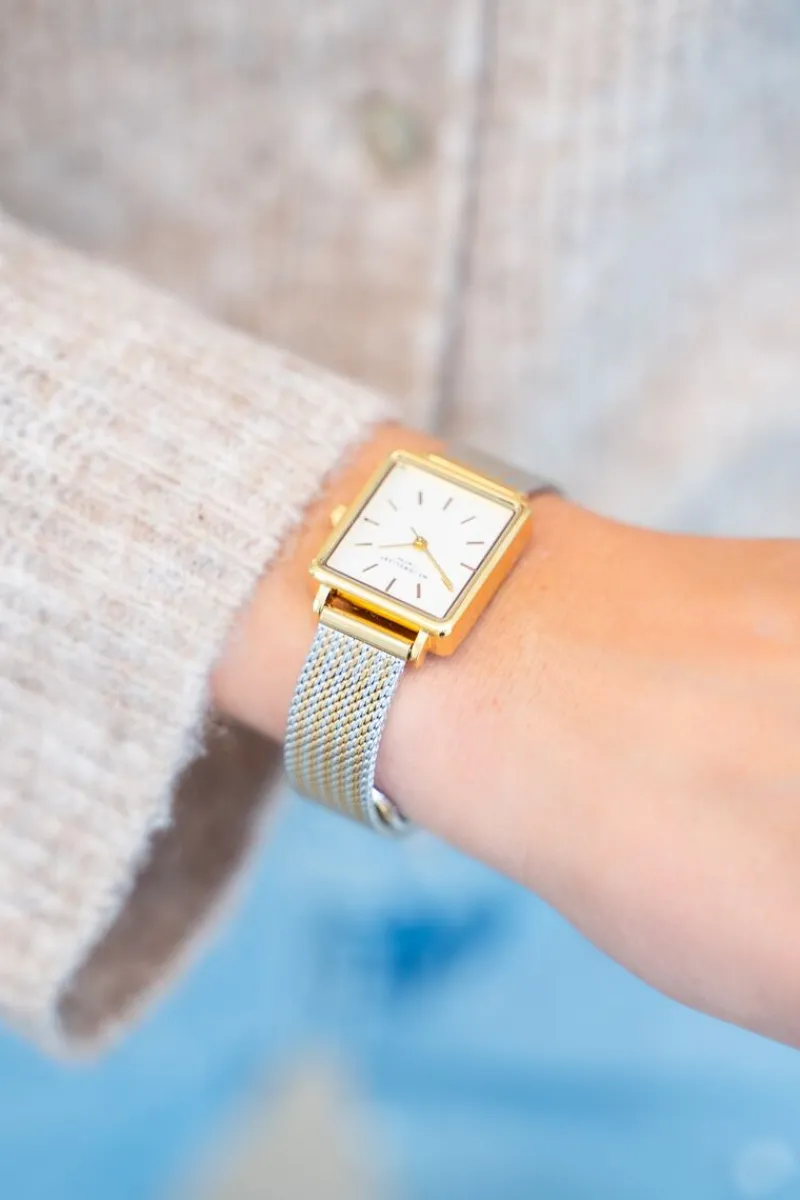 My Jewellery Montre Carrée Avec Bracelet à Maillons Dorés Et Argentés Online